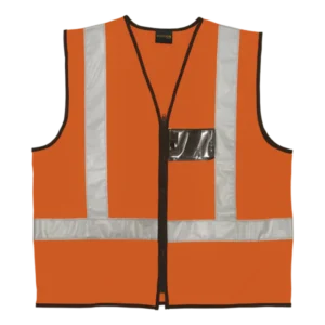 Hi-Viz Premium Reflective Safety Vest c/w Zip & ID Pouch - Orange