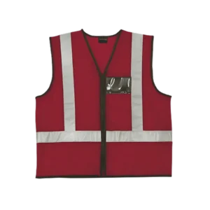 Hi-Viz Reflective Safety Vest c/w Zip & ID Pouch - Red