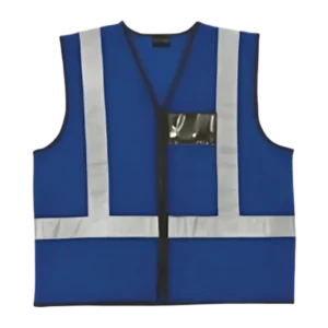 Hi-Viz Reflective Safety Vest c/w Zip & ID Pouch - Blue
