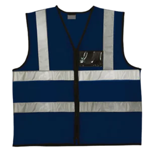 Hi-Viz Reflective Safety Vest c/w Zip & ID Pouch - Navy